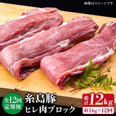 【全12回定期便】糸島産豚肉 ヒレ肉 トンカツ用 1kg(1本350g前後×3本)[ACA235]