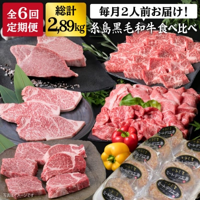 【全6回定期便】 糸島黒毛和牛 食べ比べセット ヒレ 焼肉 2人前 約3kg [ACA110]