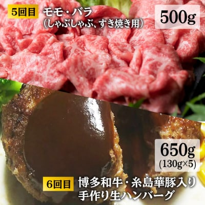 【全6回定期便】 糸島黒毛和牛 食べ比べセット ヒレ 焼肉 2人前 約3kg [ACA110]