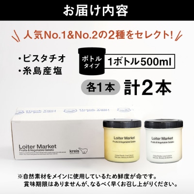 ジェラート ボトル2個セット(ピスタチオ/塩) 糸島市/Loiter Market[AGD004]