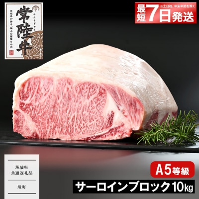 <最短7日発送> 常陸牛 A5等級 サーロインブロック 10kg 〈茨城県共通返礼品〉