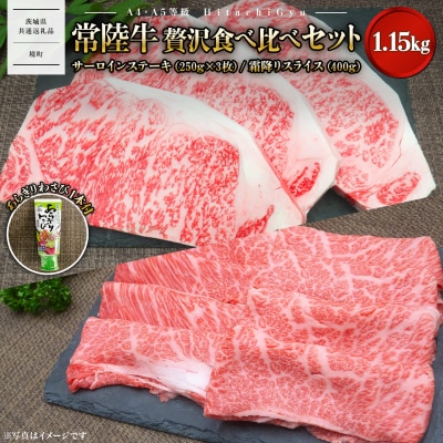 常陸牛 境町 サーロイン すきしゃぶ  贅沢食べ比べセット 計1.15kg 〈茨城県共通返礼品〉