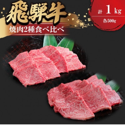 飛騨牛 焼肉2種食べ比べ(上焼肉500g、赤身焼肉500g)