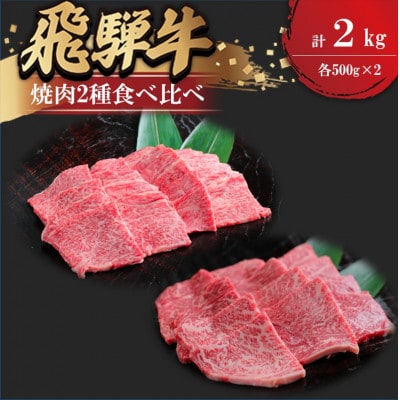 飛騨牛 焼肉2種食べ比べ(上焼肉500g×2、赤身焼肉500g×2)