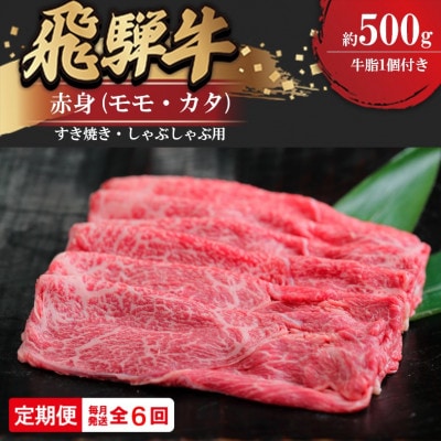 【毎月定期便】飛騨牛赤身すき・しゃぶ 500g全6回