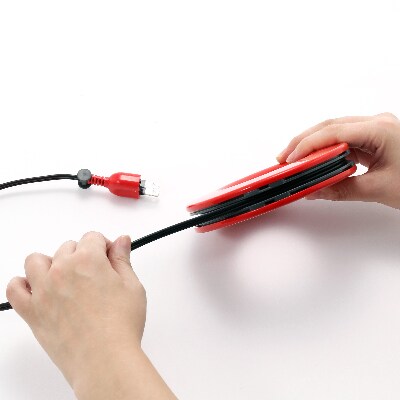 PLUGO　プラゴ　ドーナツ型　家庭用コードリール　(レッド)MOPL-RE