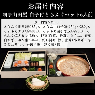 【年末配送】ミシュラン三ツ星獲得★★★料亭山田屋【白子付】とらふぐ刺しふぐ鍋セット(6人前)[冷蔵]