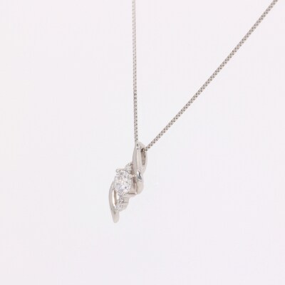 プラチナ900 ネックレス ダイヤモンド 中石 0.2ct up 脇石0.02ct EJ-110