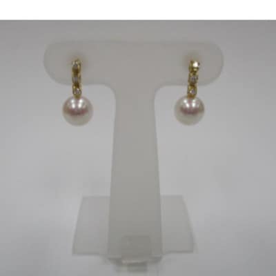 K18YG　あこや真珠(7.5-8mm)ダイヤモンド付ピアス(24)