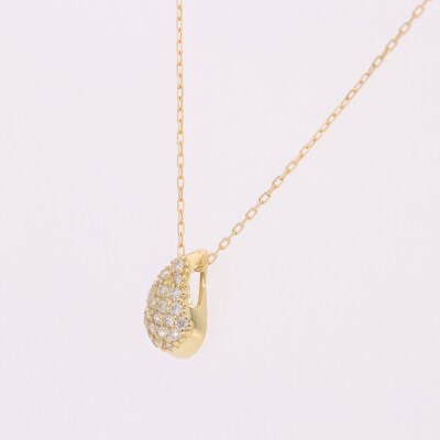 K18 イエローゴールド ティアドロップ ダイヤモンド 0.2ct ネックレス EJ-117