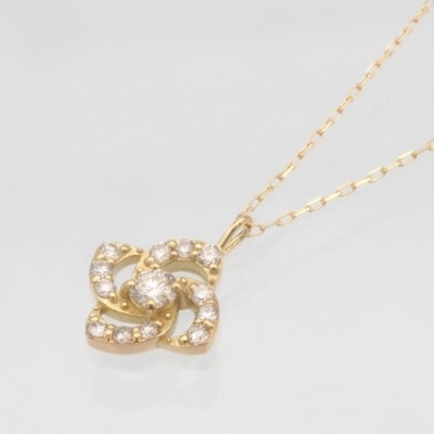 K18　0.15ct　フラワーダイヤモンド ペンダントネックレス　FHH-019725