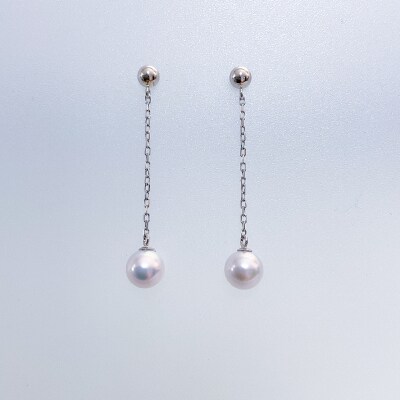 プラチナ あこやパール ロングブラピアス(PE5659)