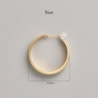 ≪MONICE≫K18イエローゴールド 直径30mm フープピアス【TE-135】