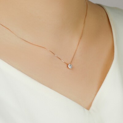 K18PG ヘイロー ダイヤモンド ネックレス Small /b0180da