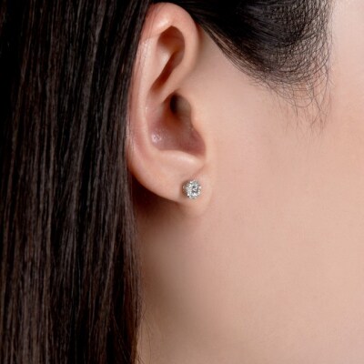 Pt950 ヘイロー ダイヤモンド ピアス /b0378da