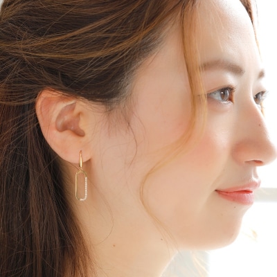 K18 oval/オーバル ピアス 015013