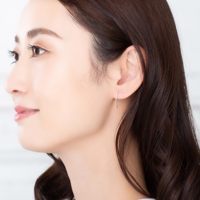 K18 straight line/スターライトライン ダイヤモンド ピアス 0014591