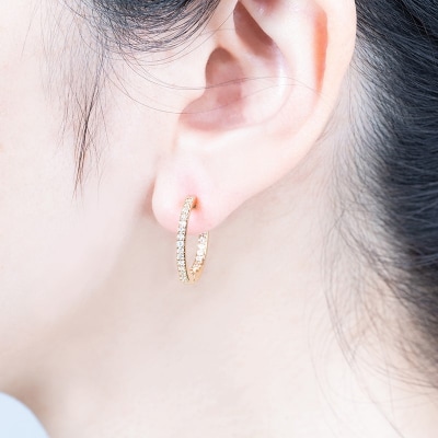 【ジュエリーの街、山梨県甲府市】ダイア0.50ct K18ピアリング　E4356Y
