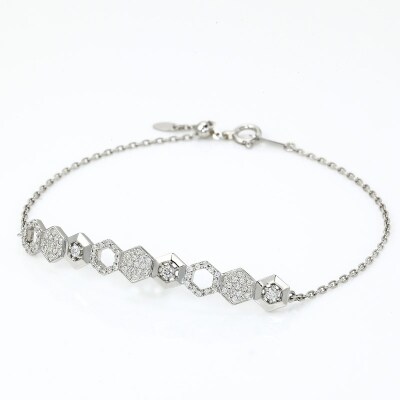 ハニカムブレスレットPt950kf天然ダイヤモンド【トータル0.35ct】　KFBR24