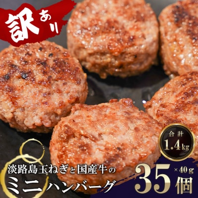 訳アリ 淡路島玉ねぎと国産牛のミニハンバーグ1.4kg 40g×35個　at04131