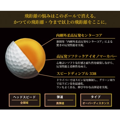 ワークスゴルフ「飛匠ゴールドラベル」パールホワイト ゴルフボール　at10073
