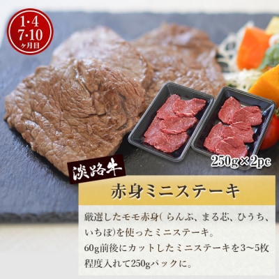 【定期便12ヶ月】淡路牛 赤身肉の定期便(ミニステーキ・サイコロステーキ・焼肉)　ao05145