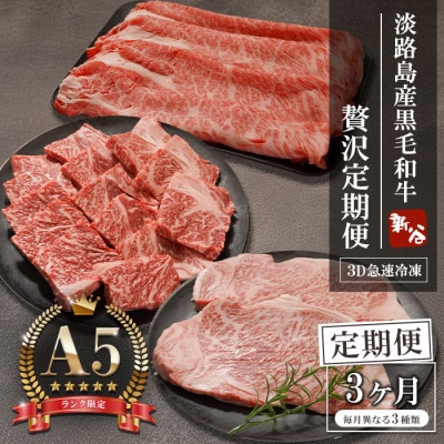 【定期便3ヶ月】【A5ランク限定】淡路島産黒毛和牛 贅沢定期便【神戸ビーフ】　aa16094