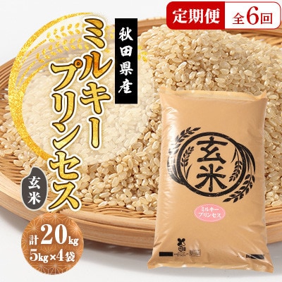 【毎月定期便】ミルキープリンセス 玄米 20kg(5kg×4袋)全6回