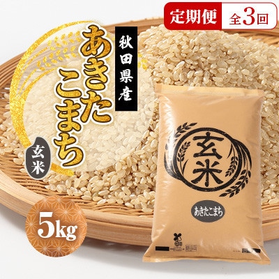 【毎月定期便】あきたこまち 玄米 5kg全3回