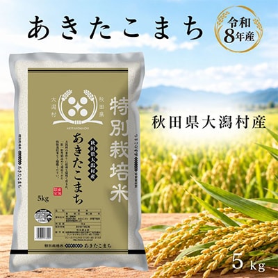 あきたこまち5kg　秋田県産特別栽培米　大潟村のお米【令和8年産】精米