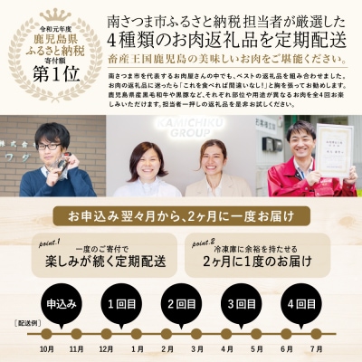 【定期便】畜産王国鹿児島の厳選お肉4種(全4回)