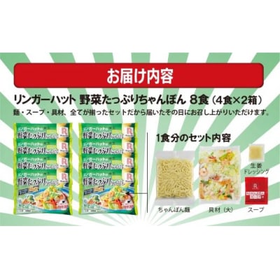 リンガーハットの野菜たっぷりちゃんぽん8食(4食×2箱)21F1