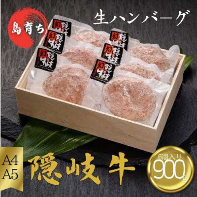 【隠岐牛プレミアム生ハンバーグ 6個】900g 天然塩付 島生まれ島育ちのブランド黒毛和牛 隠岐牛