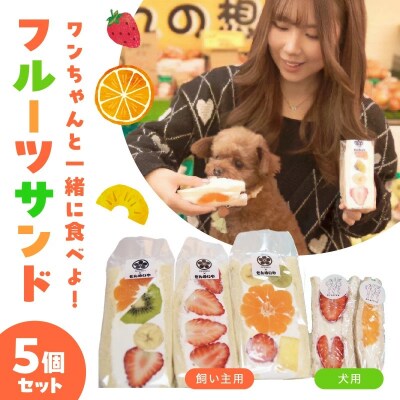 甘さ控えめ!八百屋が厳選したワンちゃん&飼い主様フルーツサンドセット 5個セット　H151-017