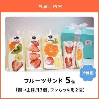 甘さ控えめ!八百屋が厳選したワンちゃん&飼い主様フルーツサンドセット 5個セット　H151-017
