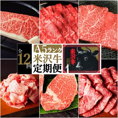 【定期便12ヶ月】合計約5.8kg!大場の「A5ランク」米沢牛が12ヶ月連続で届く定期便_B104