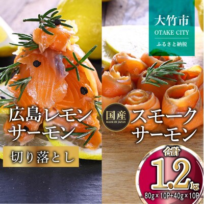 レモンサーモン詰合せセットF 1.2kg 切落(80g×10p)+スモーク(40g×10p)