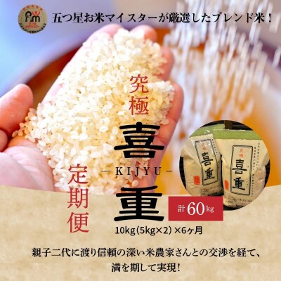 (予約受付)【お米マイスター】究極 喜重ーKIJYUー 定期便(10kg×6回) H056-193