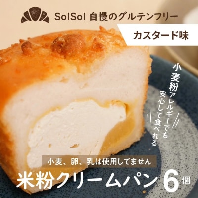 グルテンフリー 米粉クリームパン 6個　カスタード味　H083-026