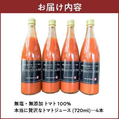 トマト100%無塩・無添加　本当に贅沢なトマトジューススペシャル 720ml×4本　H004-243