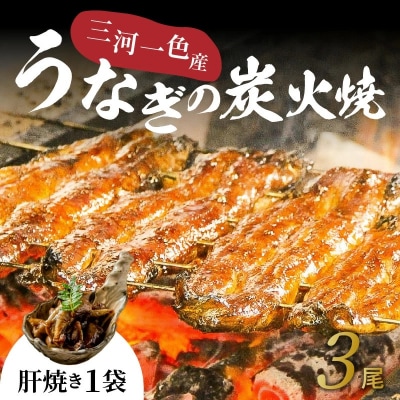 今だけ肝焼き1パック付き＜冬の土用丑・年末年始＞ 三河一色産うなぎの炭火焼 3尾　H007-132