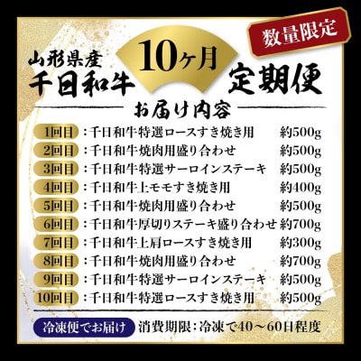 【数量限定】★肉の至宝★ 山形牛【千日和牛】旨味とろける極撰和牛10ヶ月定期便