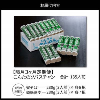 【隔月3回定期便】こんたのソバスチャン 45人前【今田製麺所】