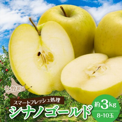 北海道壮瞥町りんご(スマートフレッシュ)品種名「シナノゴールド」8～10玉約3kg SBTF028