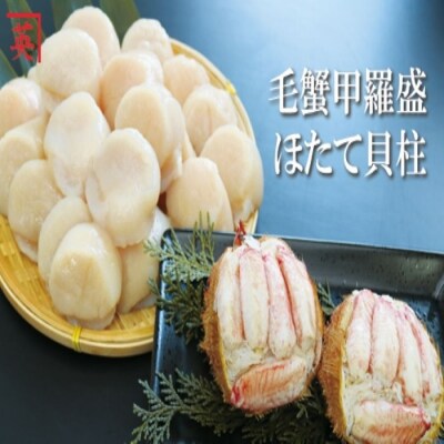 【北海道根室産】毛蟹甲羅盛70g×2個・帆立貝柱500g A-27023