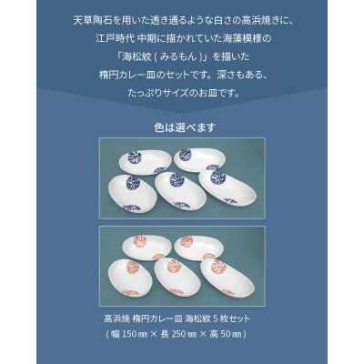 天草 高浜焼 楕円カレー皿 5枚セット_S026-010A