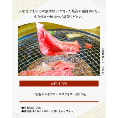 熊本県産黒和牛 リブローススライス 約450g(すき焼き・焼肉用)_S003-014A