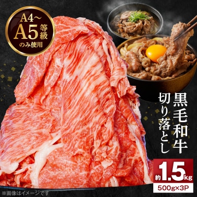 A4～A5等級 黒毛和牛 切り落とし 1.5kg(500g×3P)_S001-034