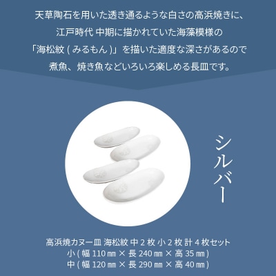 天草 高浜焼カヌー皿 中2枚・小2枚 計4枚入りセット(シルバー)_S026-044