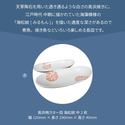 天草 高浜焼カヌー皿 中2枚 計2枚入りセット(赤)_S026-052